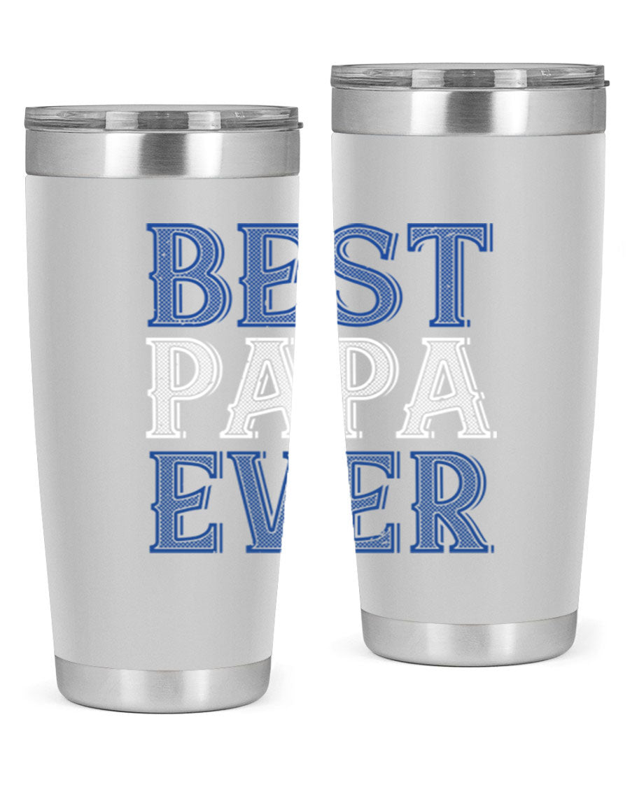 Best Papa Ever 48# Tumbler, a stylish stainless steel drinkware with double wall vacuum insulation, perfect for hot and cold beverages.