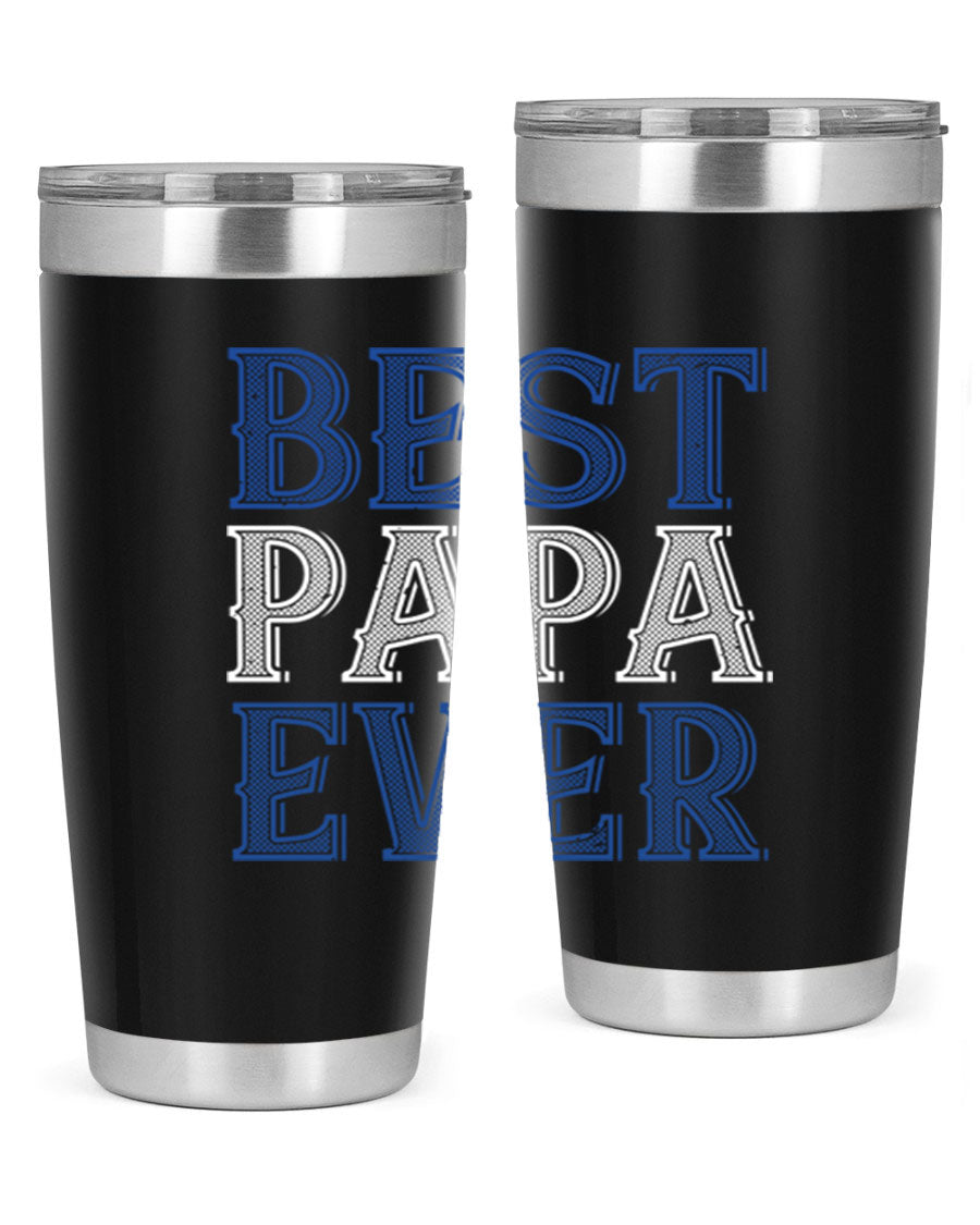 Best Papa Ever 48# Tumbler, a stylish stainless steel drinkware with double wall vacuum insulation, perfect for hot and cold beverages.