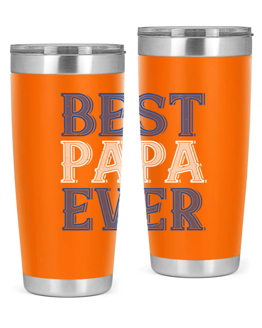 Best Papa Ever 48# Tumbler, a stylish stainless steel drinkware with double wall vacuum insulation, perfect for hot and cold beverages.