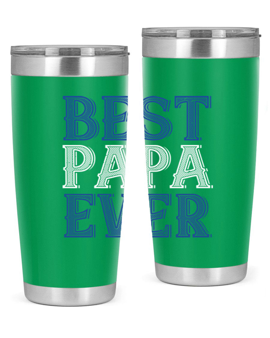 Best Papa Ever 48# Tumbler, a stylish stainless steel drinkware with double wall vacuum insulation, perfect for hot and cold beverages.