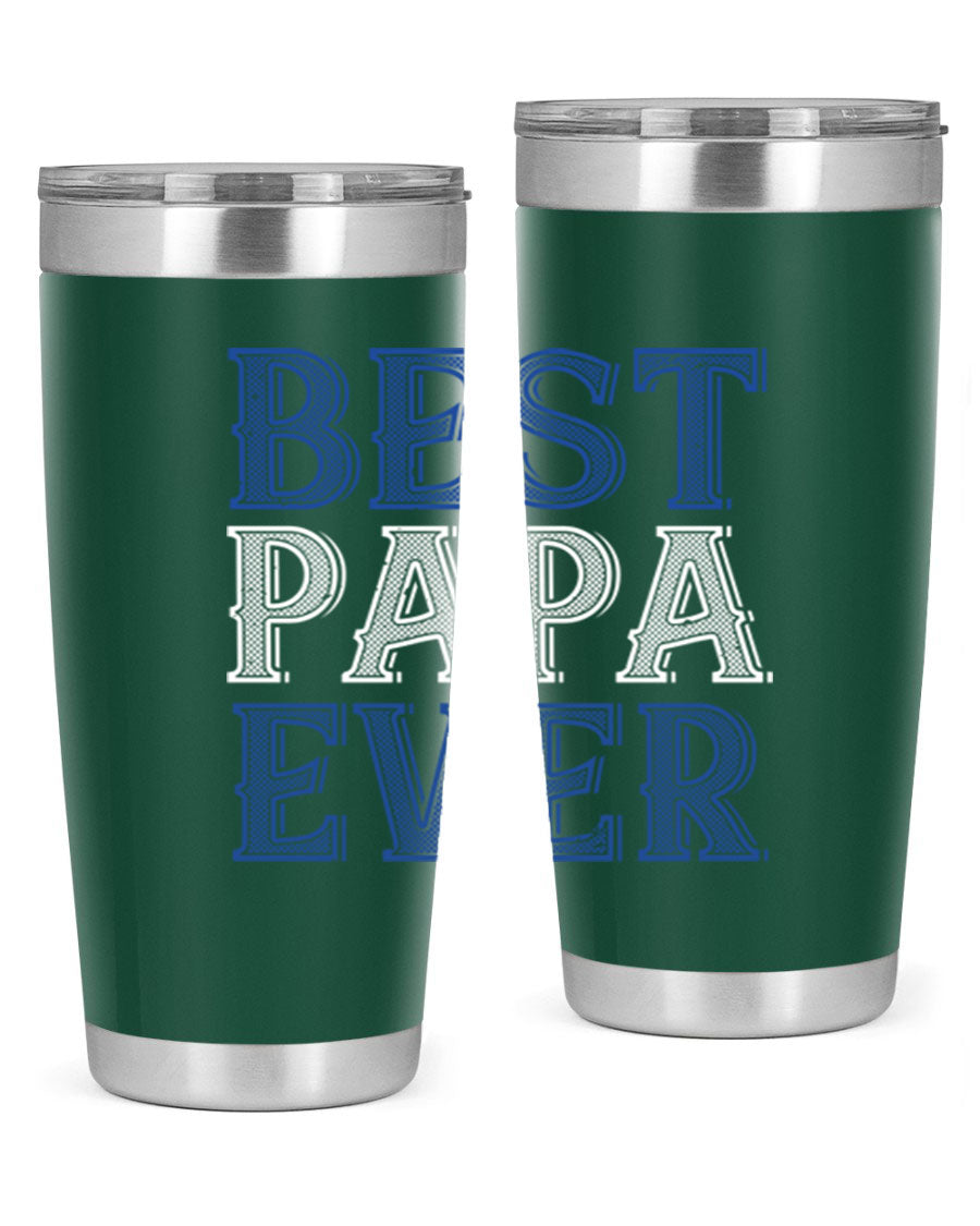 Best Papa Ever 48# Tumbler, a stylish stainless steel drinkware with double wall vacuum insulation, perfect for hot and cold beverages.