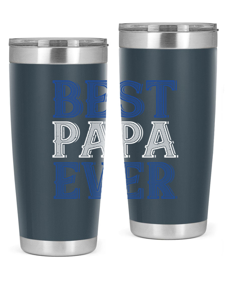 Best Papa Ever 48# Tumbler, a stylish stainless steel drinkware with double wall vacuum insulation, perfect for hot and cold beverages.