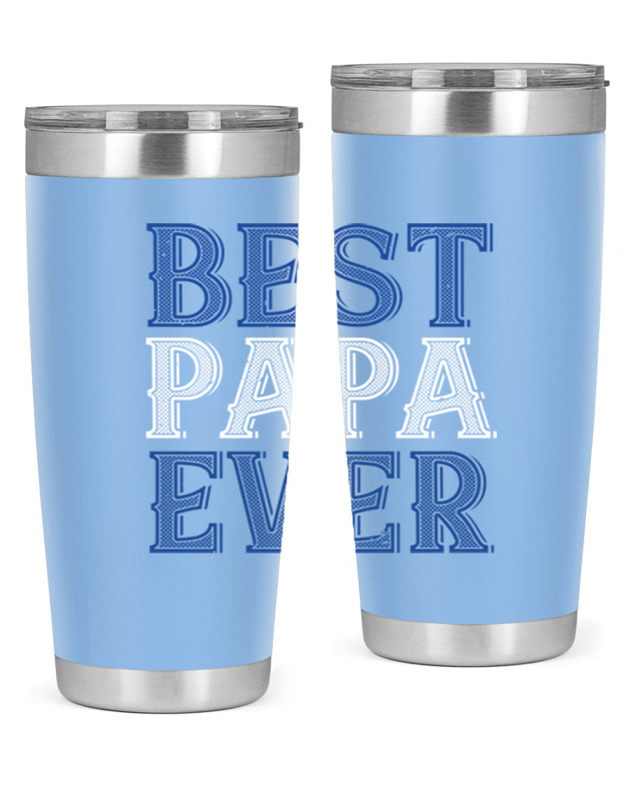 Best Papa Ever 48# Tumbler, a stylish stainless steel drinkware with double wall vacuum insulation, perfect for hot and cold beverages.