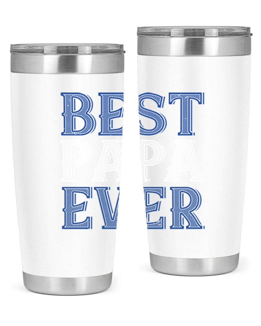 Best Papa Ever 48# Tumbler, a stylish stainless steel drinkware with double wall vacuum insulation, perfect for hot and cold beverages.