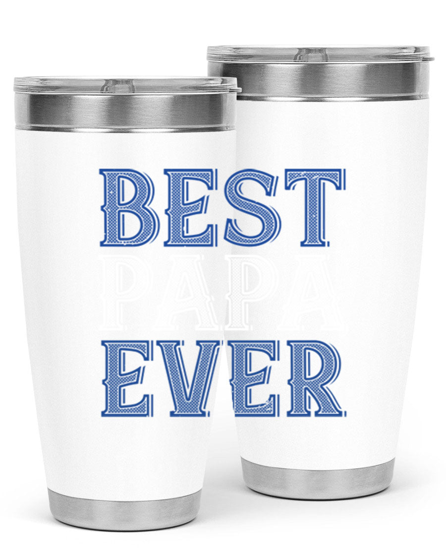 Best Papa Ever 48# Tumbler, a stylish stainless steel drinkware with double wall vacuum insulation, perfect for hot and cold beverages.