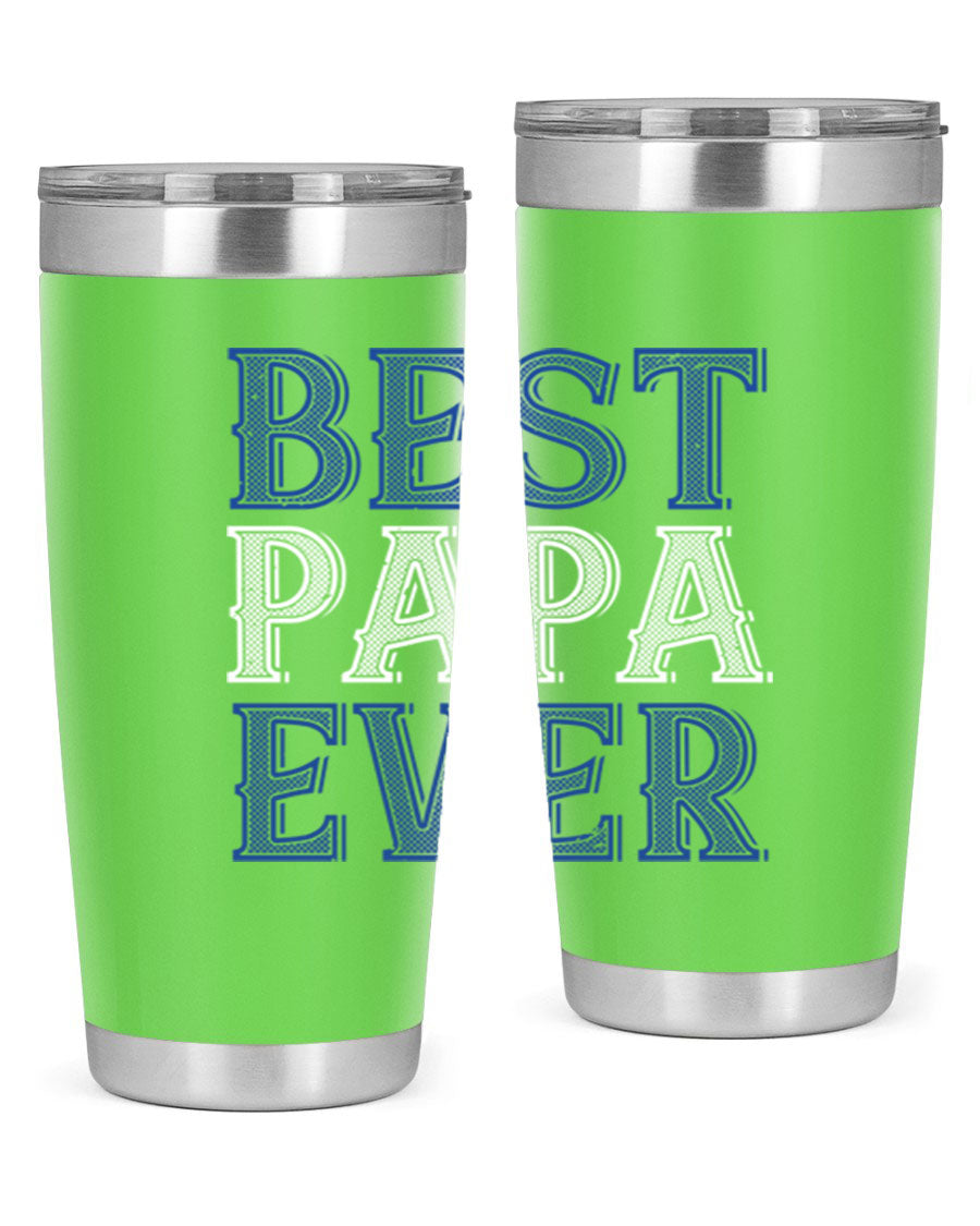 Best Papa Ever 48# Tumbler, a stylish stainless steel drinkware with double wall vacuum insulation, perfect for hot and cold beverages.