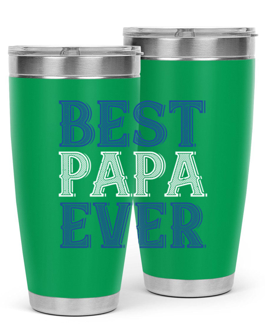 Best Papa Ever 48# Tumbler, a stylish stainless steel drinkware with double wall vacuum insulation, perfect for hot and cold beverages.