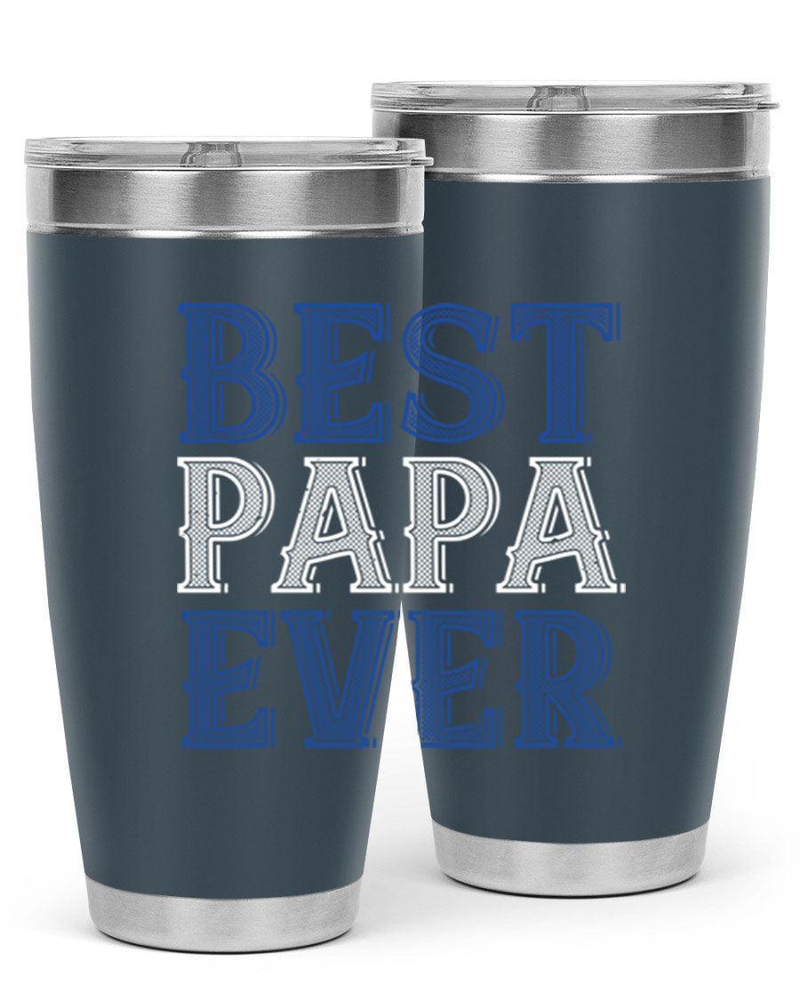 Best Papa Ever 48# Tumbler, a stylish stainless steel drinkware with double wall vacuum insulation, perfect for hot and cold beverages.