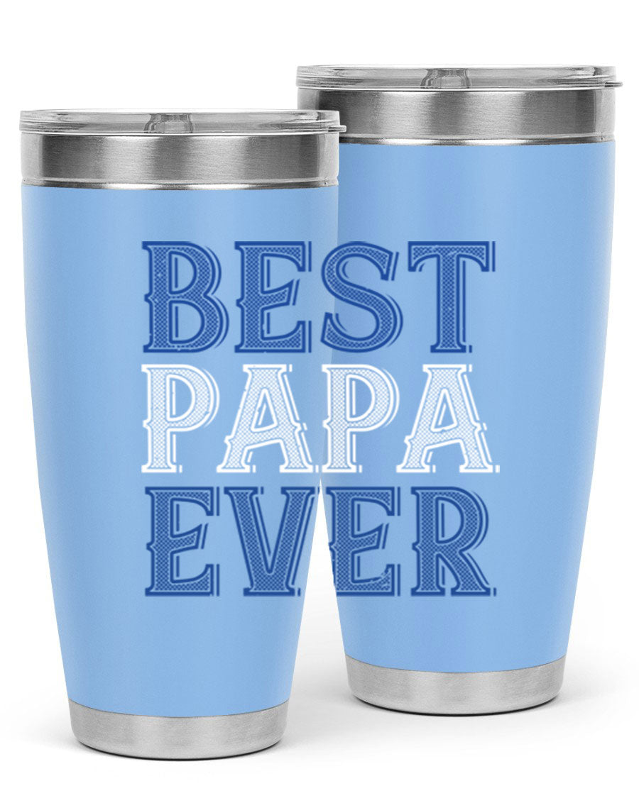 Best Papa Ever 48# Tumbler, a stylish stainless steel drinkware with double wall vacuum insulation, perfect for hot and cold beverages.