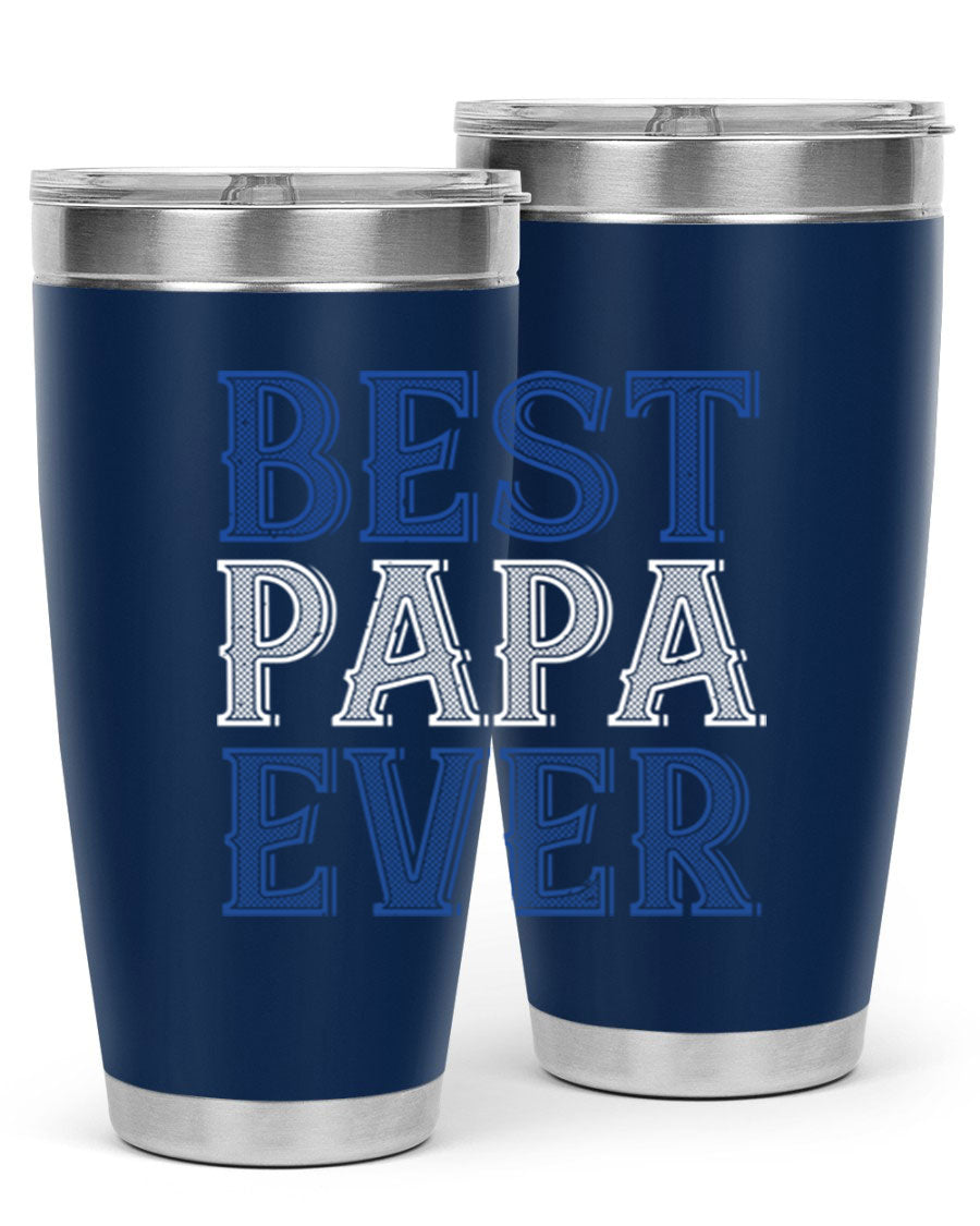 Best Papa Ever 48# Tumbler, a stylish stainless steel drinkware with double wall vacuum insulation, perfect for hot and cold beverages.