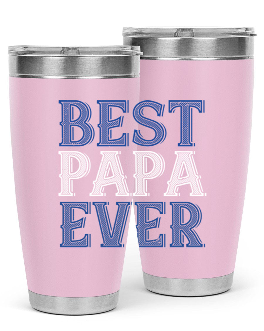 Best Papa Ever 48# Tumbler, a stylish stainless steel drinkware with double wall vacuum insulation, perfect for hot and cold beverages.