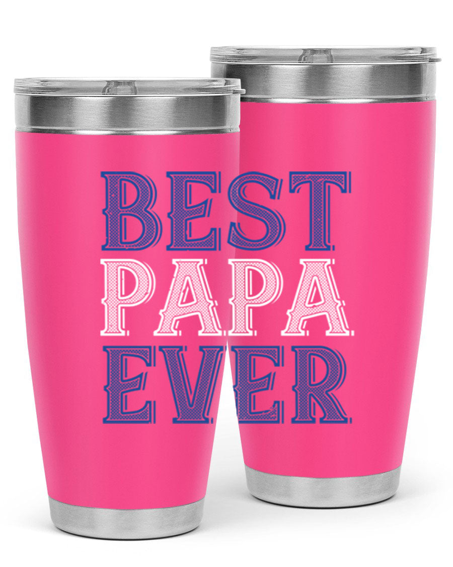 Best Papa Ever 48# Tumbler, a stylish stainless steel drinkware with double wall vacuum insulation, perfect for hot and cold beverages.