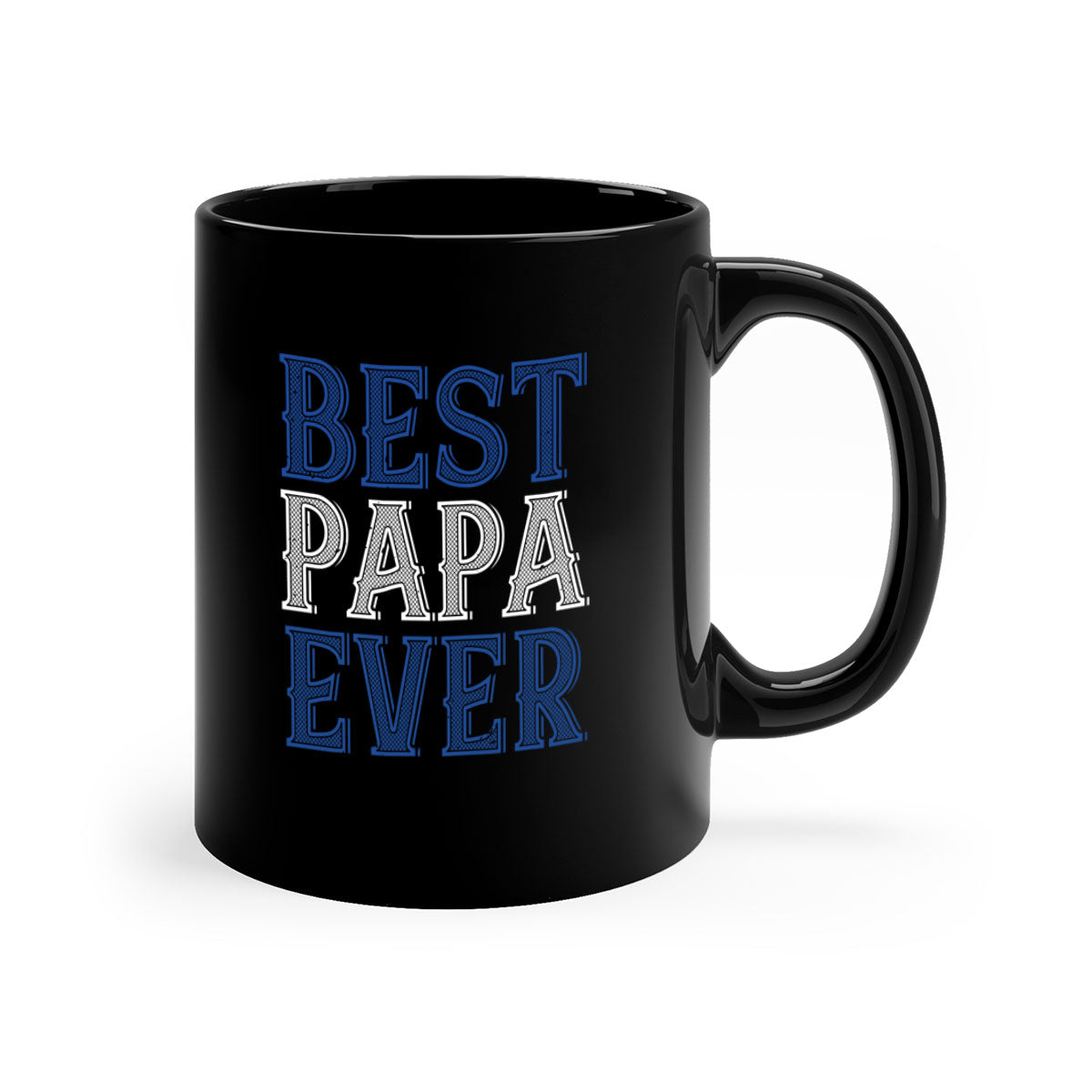 Best Papa Ever mug featuring a glossy finish, colored handle, and interior, available in multiple colors and sizes.