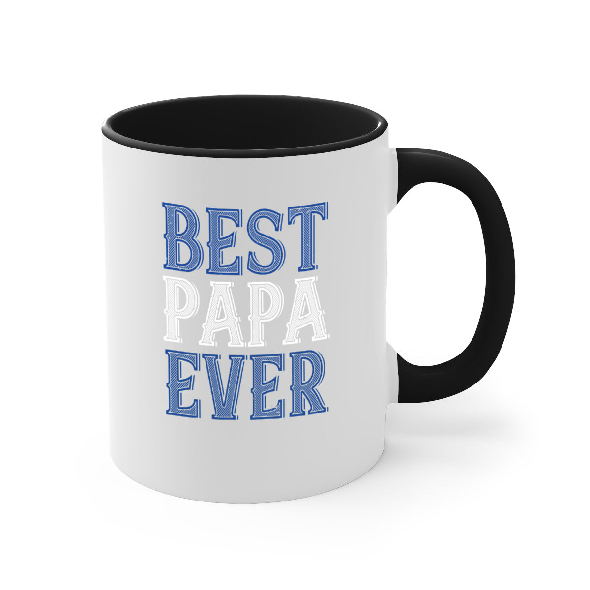 Best Papa Ever mug featuring a glossy finish, colored handle, and interior, available in multiple colors and sizes.