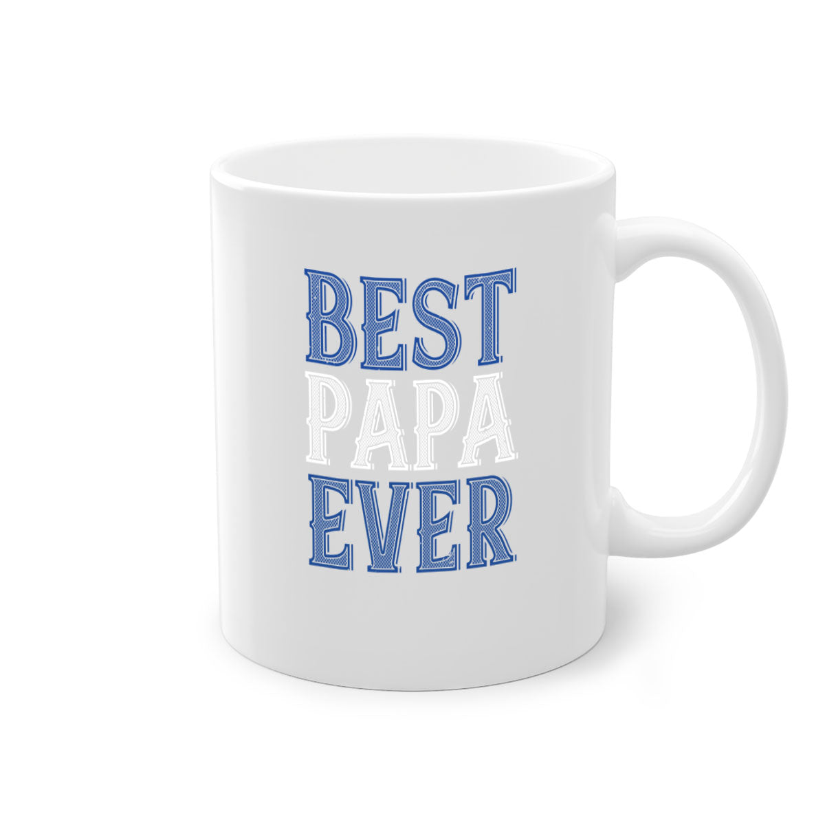 Best Papa Ever mug featuring a glossy finish, colored handle, and interior, available in multiple colors and sizes.