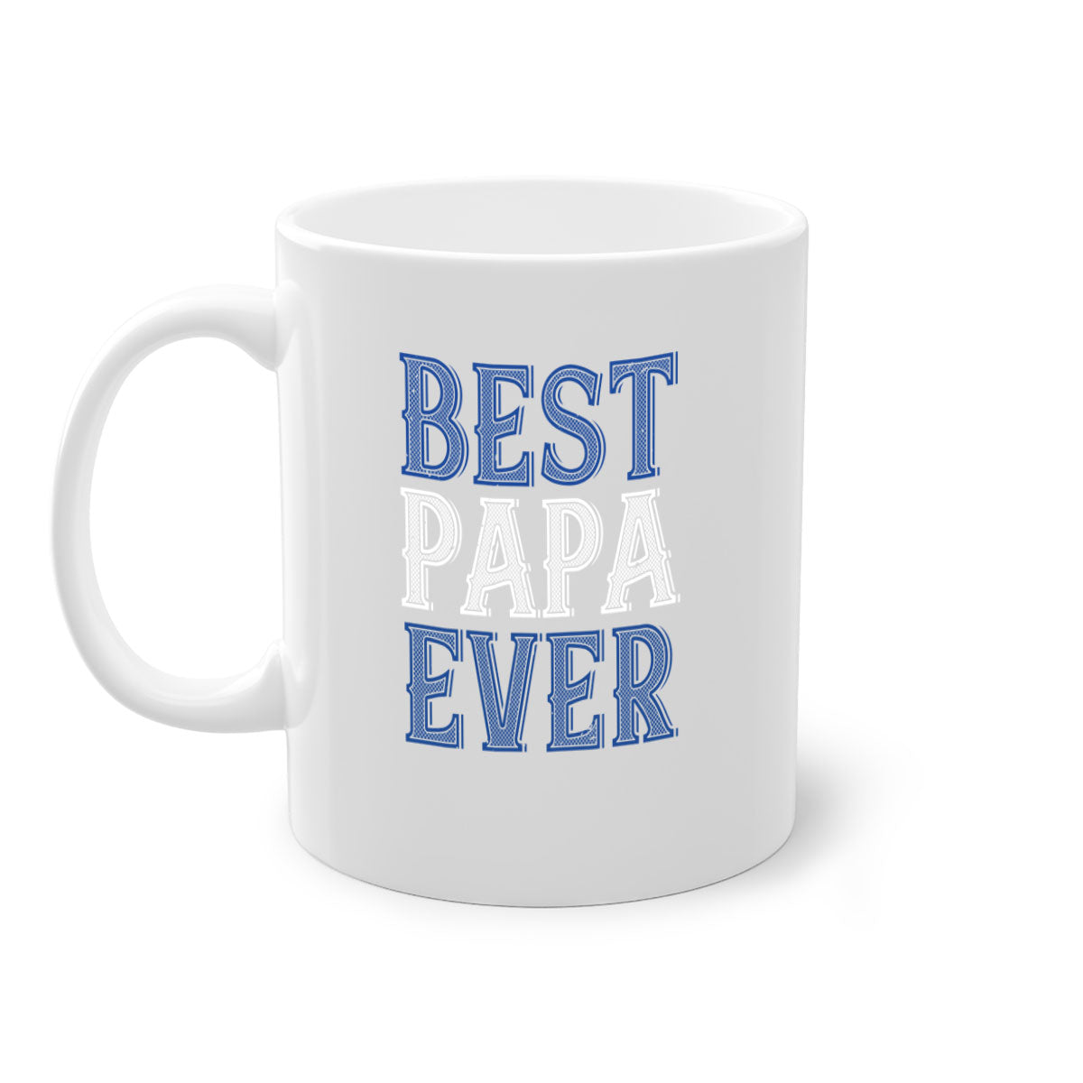 Best Papa Ever mug featuring a glossy finish, colored handle, and interior, available in multiple colors and sizes.