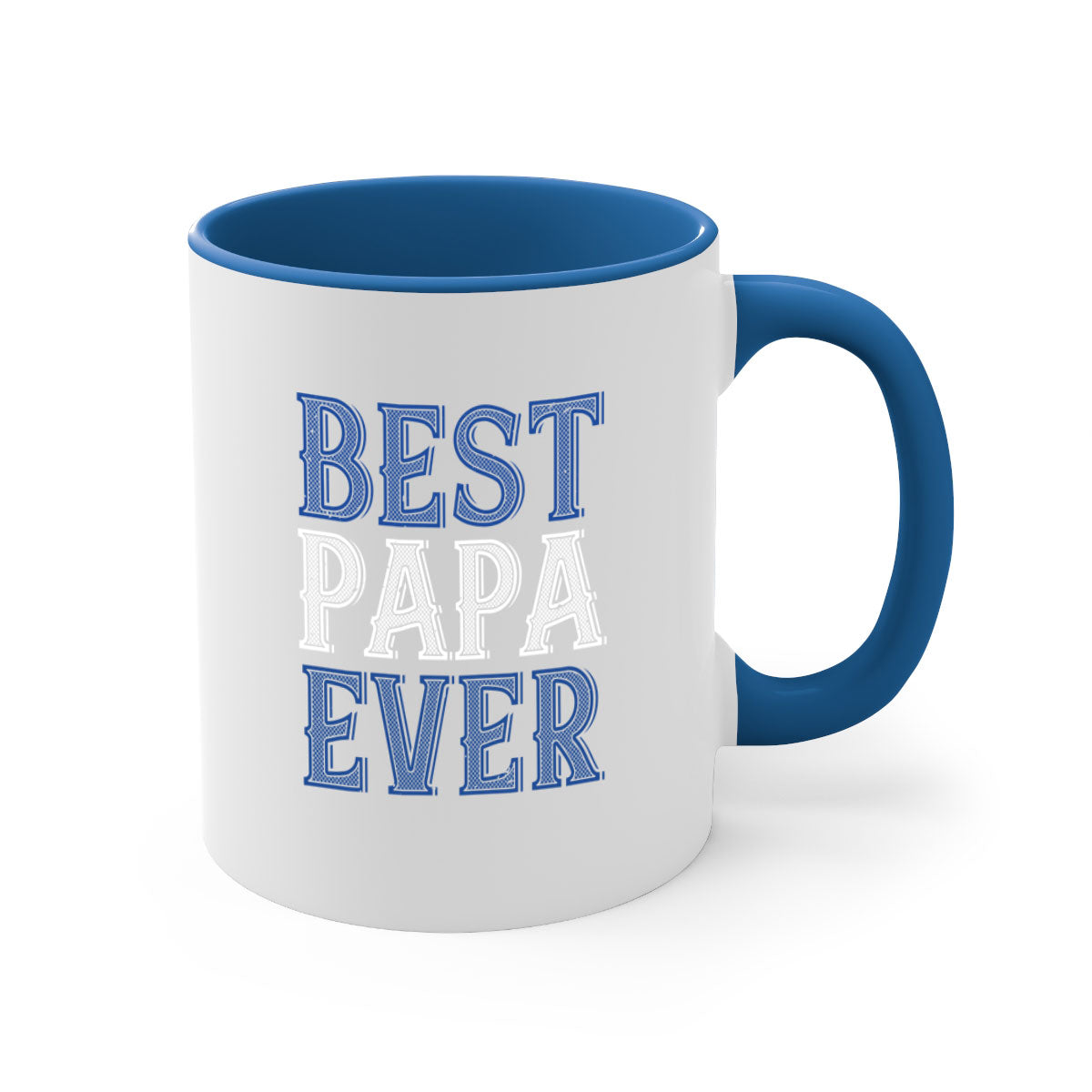 Best Papa Ever mug featuring a glossy finish, colored handle, and interior, available in multiple colors and sizes.