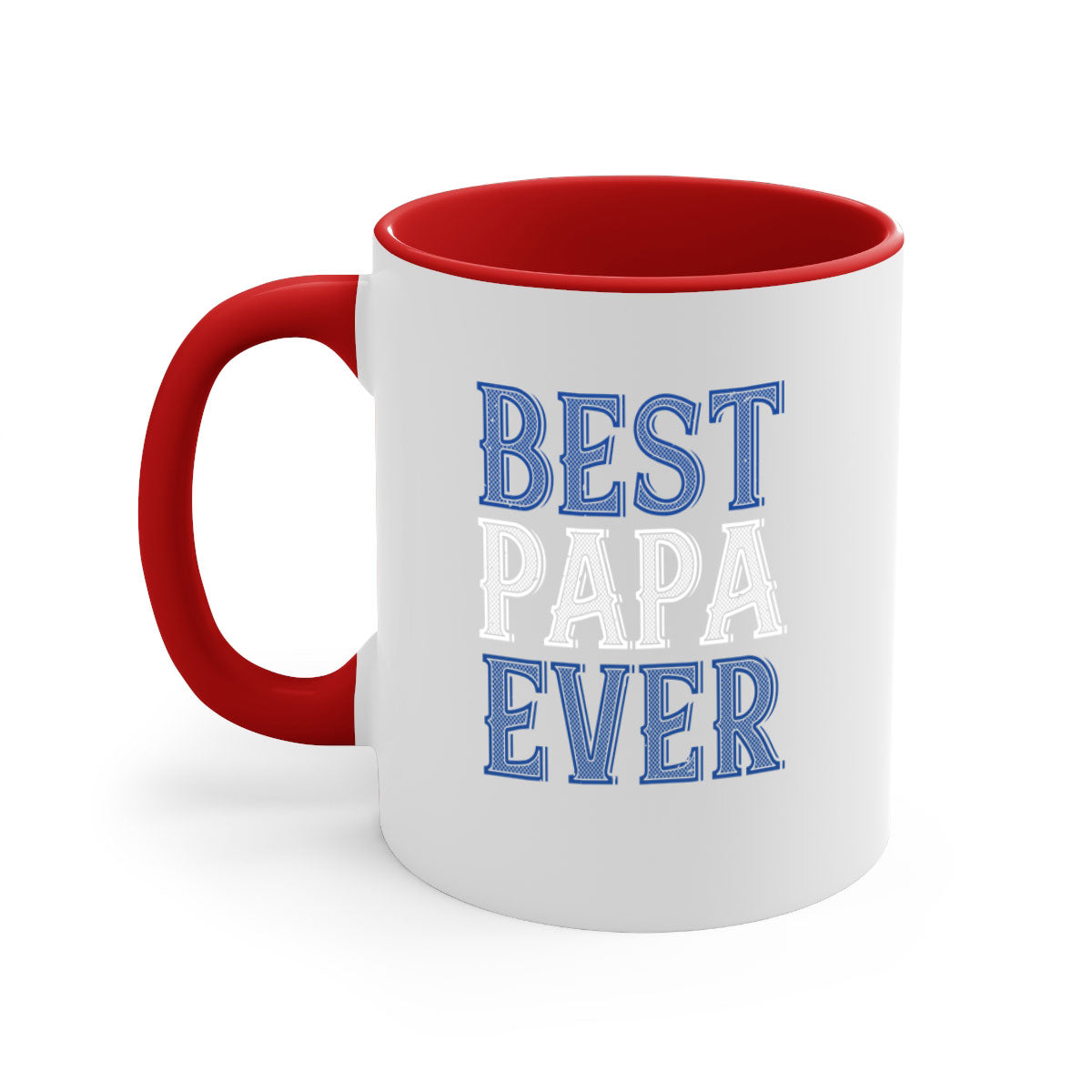 Best Papa Ever mug featuring a glossy finish, colored handle, and interior, available in multiple colors and sizes.