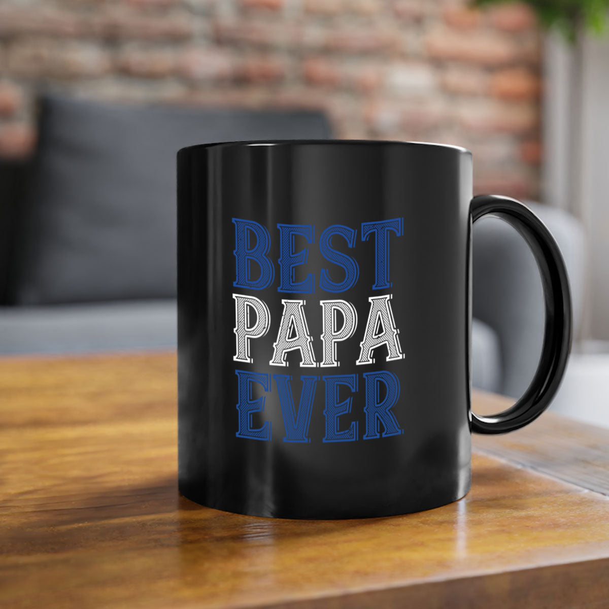 Best Papa Ever mug featuring a glossy finish, colored handle, and interior, available in multiple colors and sizes.