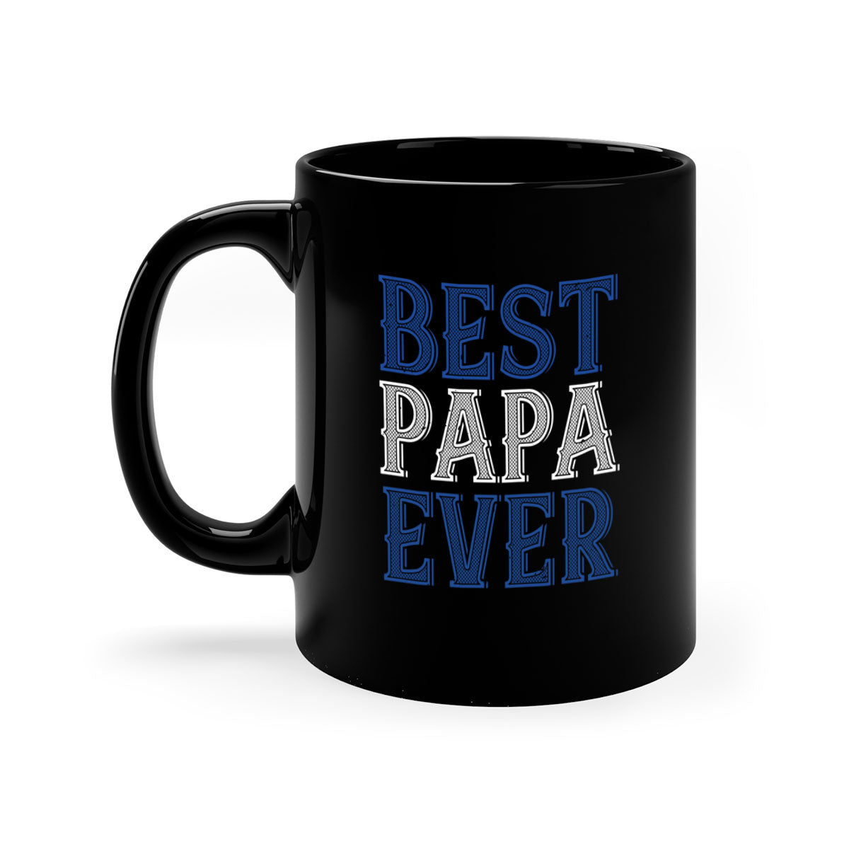 Best Papa Ever mug featuring a glossy finish, colored handle, and interior, available in multiple colors and sizes.