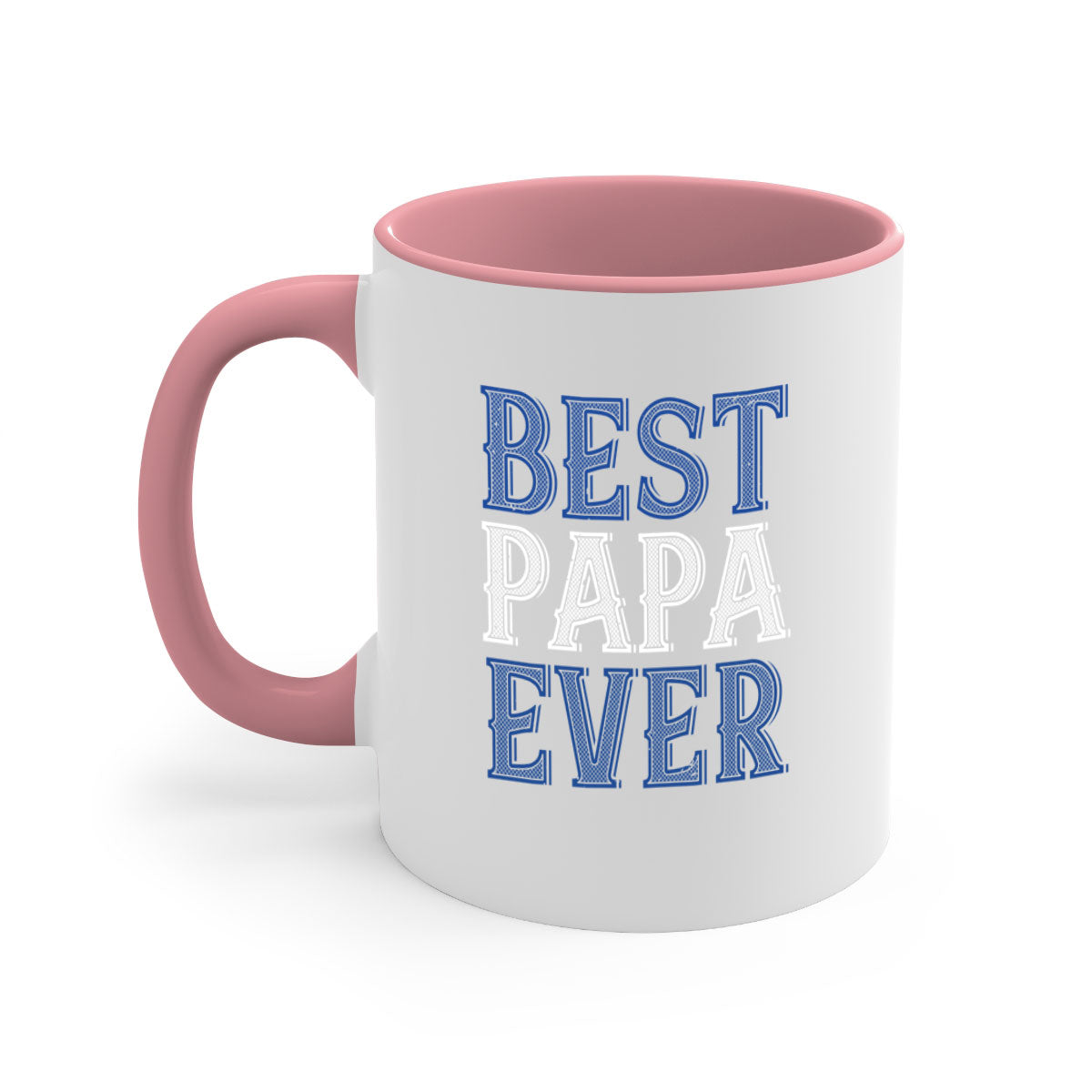 Best Papa Ever mug featuring a glossy finish, colored handle, and interior, available in multiple colors and sizes.