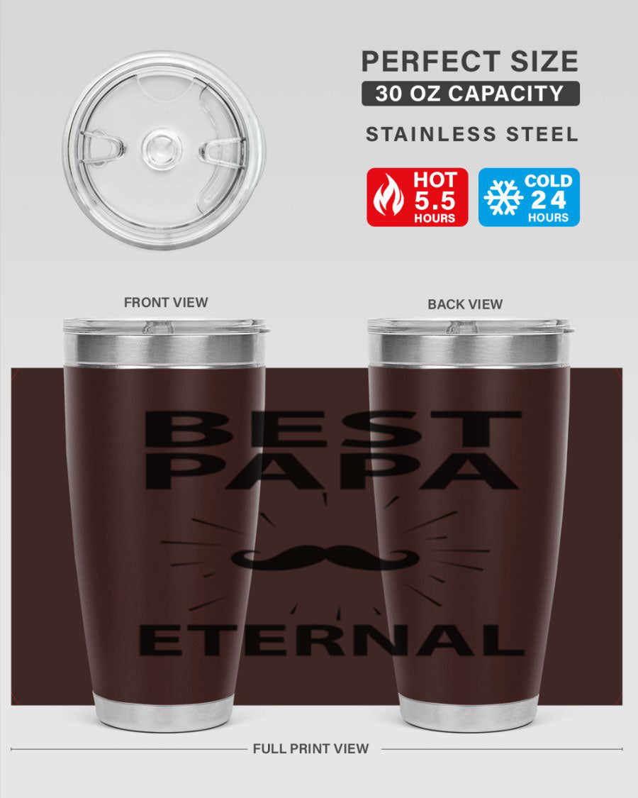 Best Papa PNG 92# tumbler in stainless steel, featuring a sleek design and vibrant print, perfect for keeping drinks hot or cold.