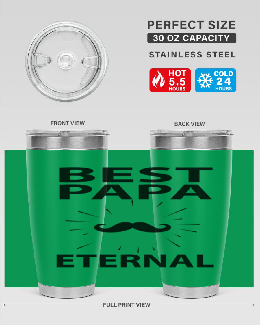 Best Papa PNG 92# tumbler in stainless steel, featuring a sleek design and vibrant print, perfect for keeping drinks hot or cold.