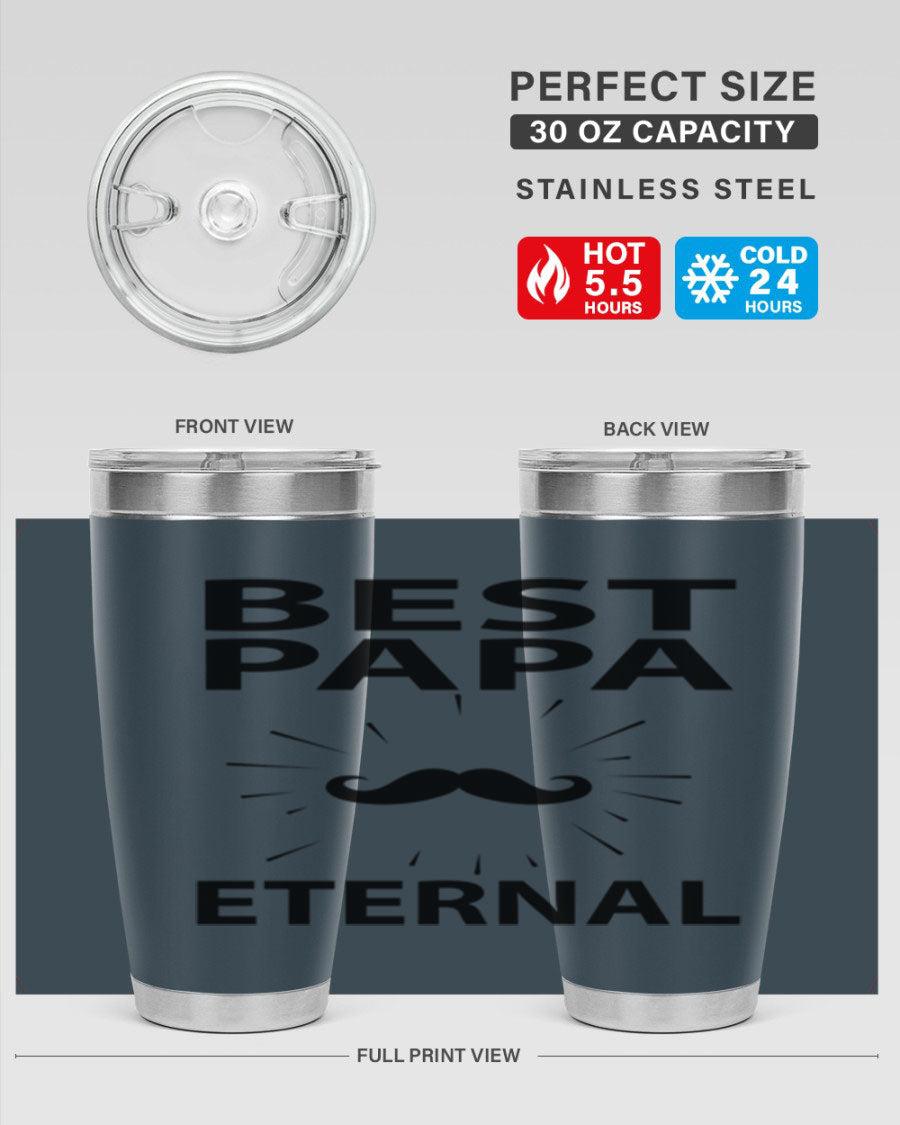 Best Papa PNG 92# tumbler in stainless steel, featuring a sleek design and vibrant print, perfect for keeping drinks hot or cold.