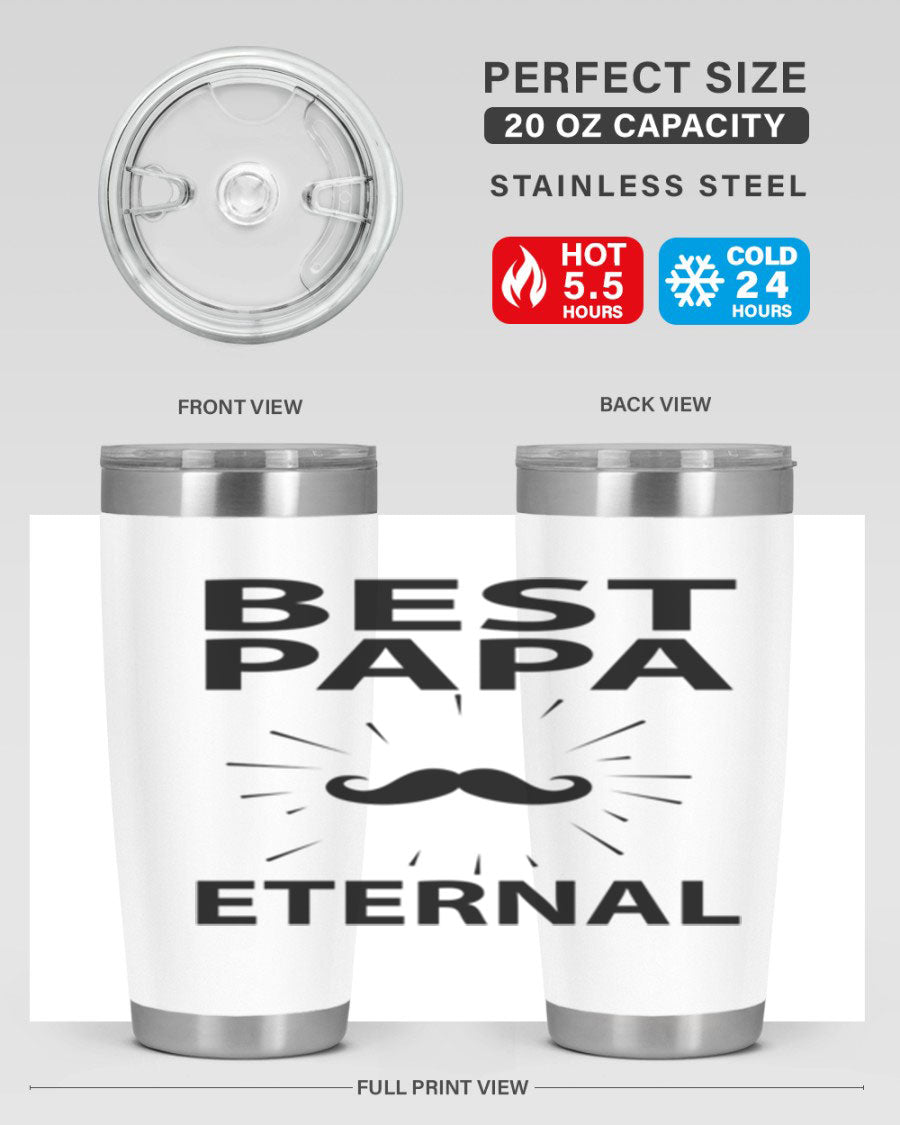 Best Papa PNG 92# tumbler in stainless steel, featuring a sleek design and vibrant print, perfect for keeping drinks hot or cold.