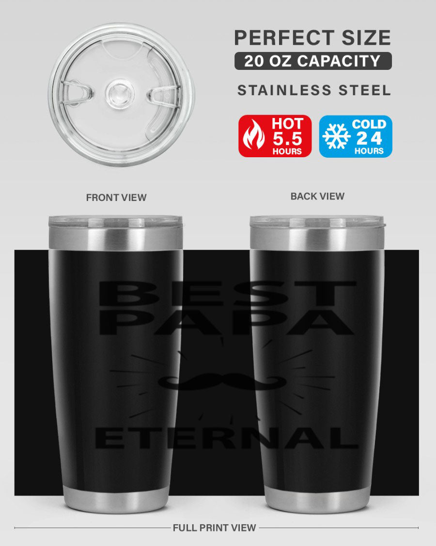 Best Papa PNG 92# tumbler in stainless steel, featuring a sleek design and vibrant print, perfect for keeping drinks hot or cold.