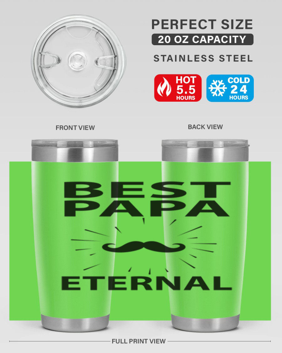 Best Papa PNG 92# tumbler in stainless steel, featuring a sleek design and vibrant print, perfect for keeping drinks hot or cold.