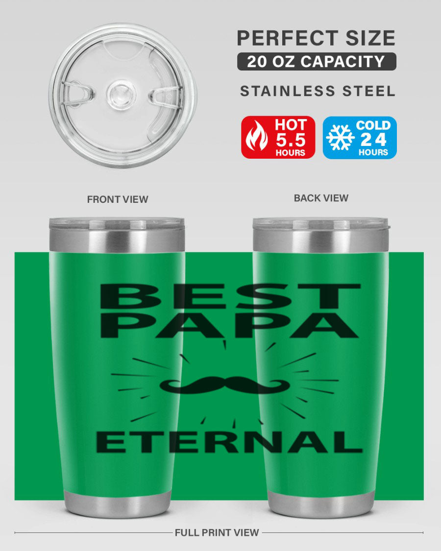 Best Papa PNG 92# tumbler in stainless steel, featuring a sleek design and vibrant print, perfect for keeping drinks hot or cold.