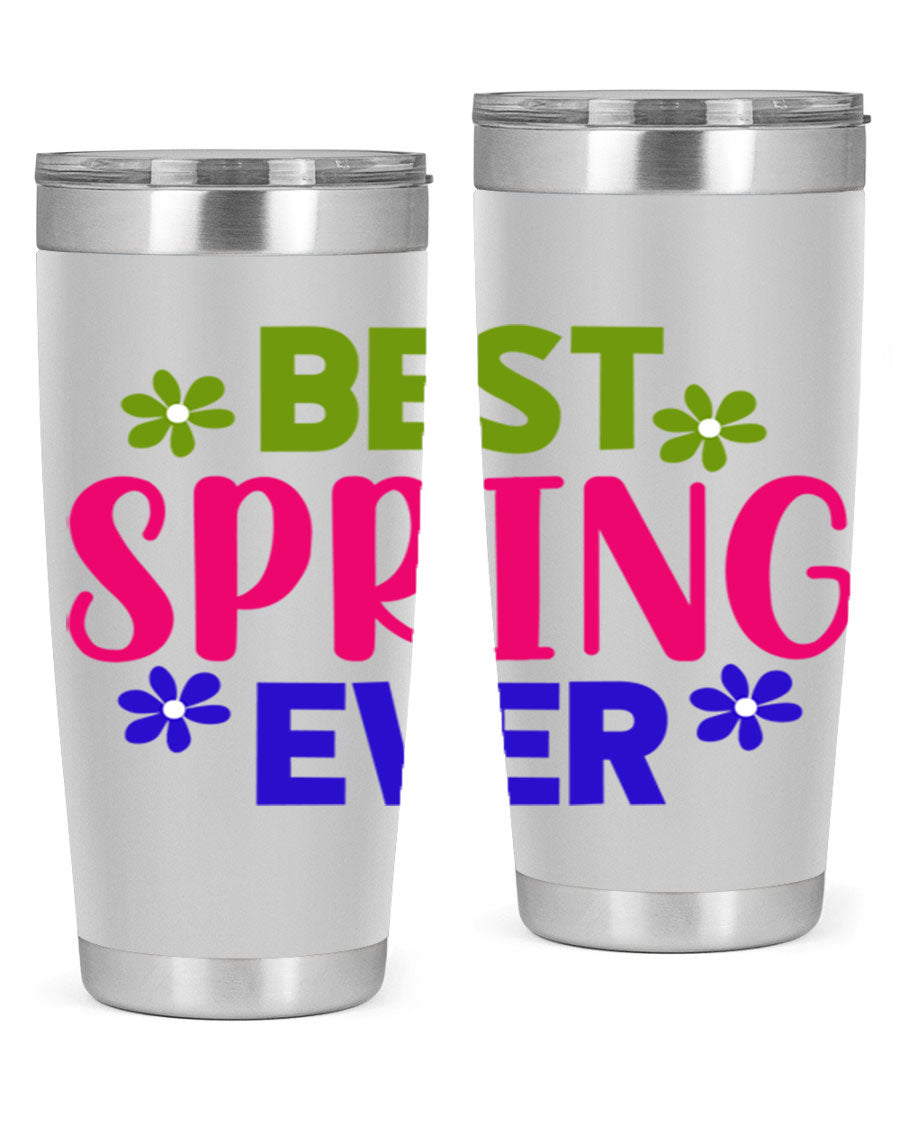 Best Spring Ever 34# Tumbler, a stylish 20oz double wall vacuum stainless steel tumbler with a drink-thru lid, perfect for hot and cold beverages.