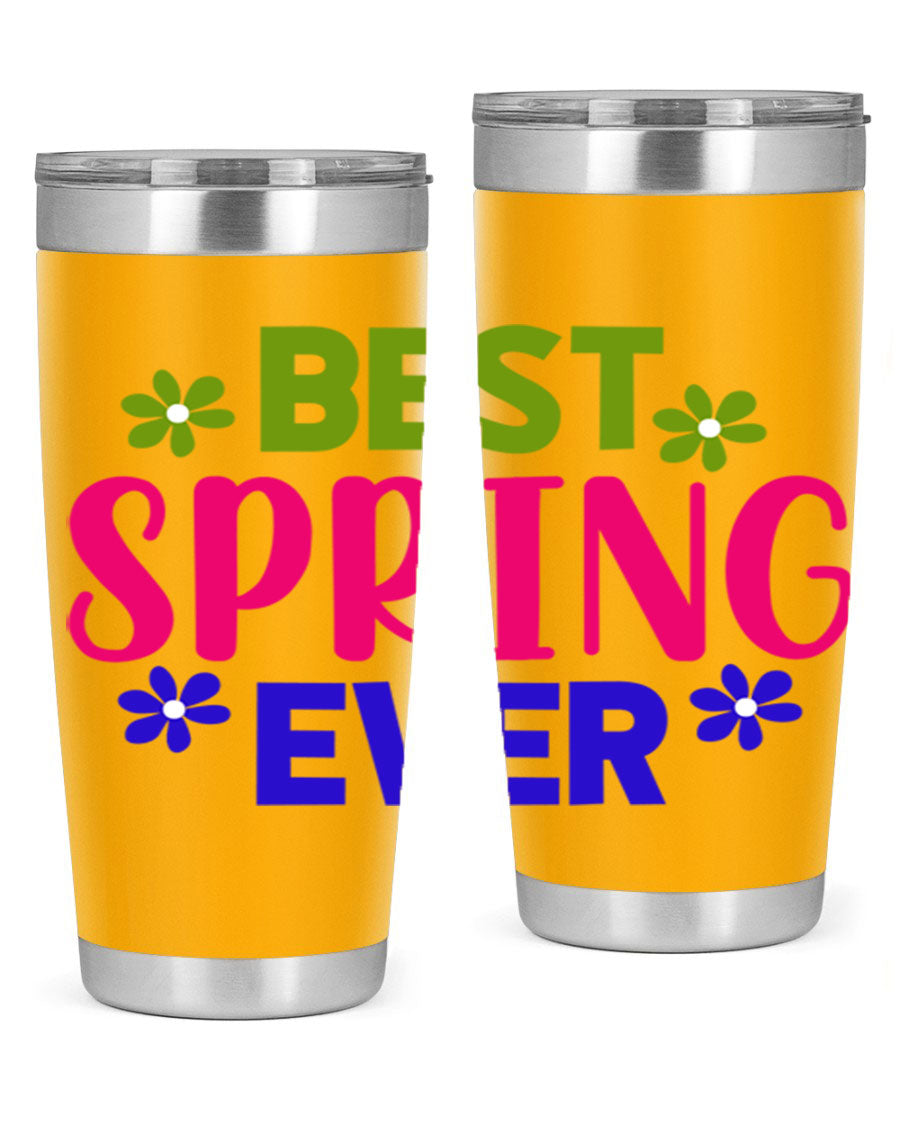 Best Spring Ever 34# Tumbler, a stylish 20oz double wall vacuum stainless steel tumbler with a drink-thru lid, perfect for hot and cold beverages.