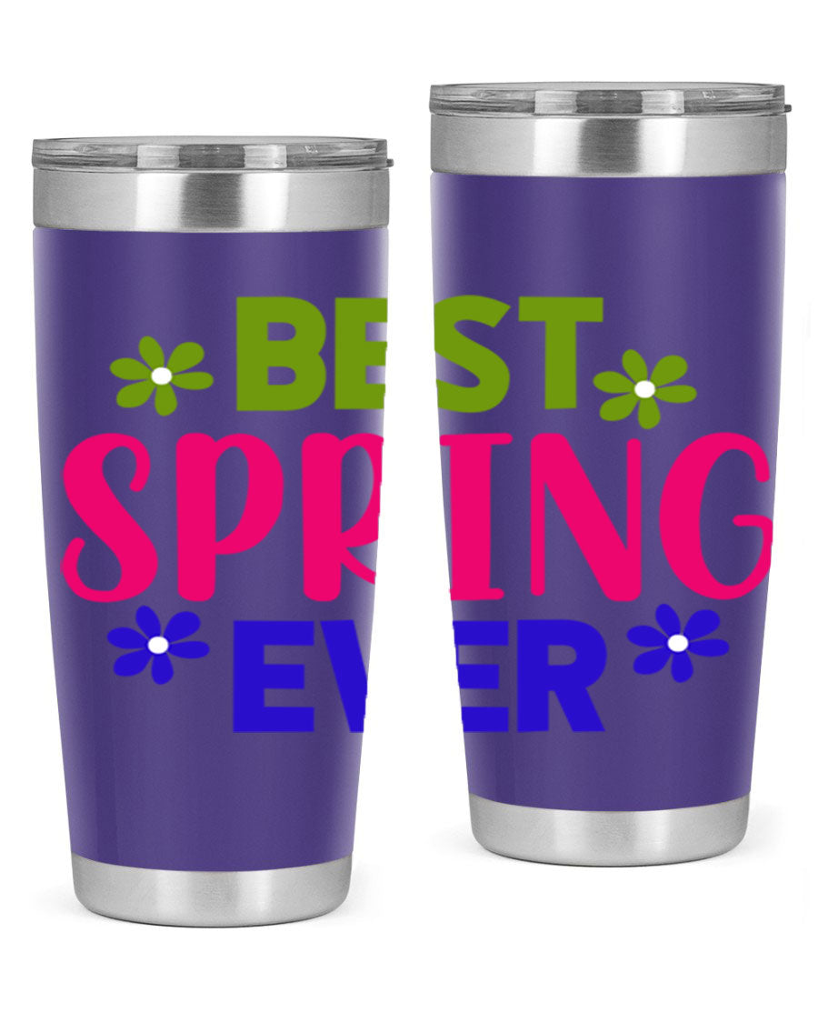 Best Spring Ever 34# Tumbler, a stylish 20oz double wall vacuum stainless steel tumbler with a drink-thru lid, perfect for hot and cold beverages.