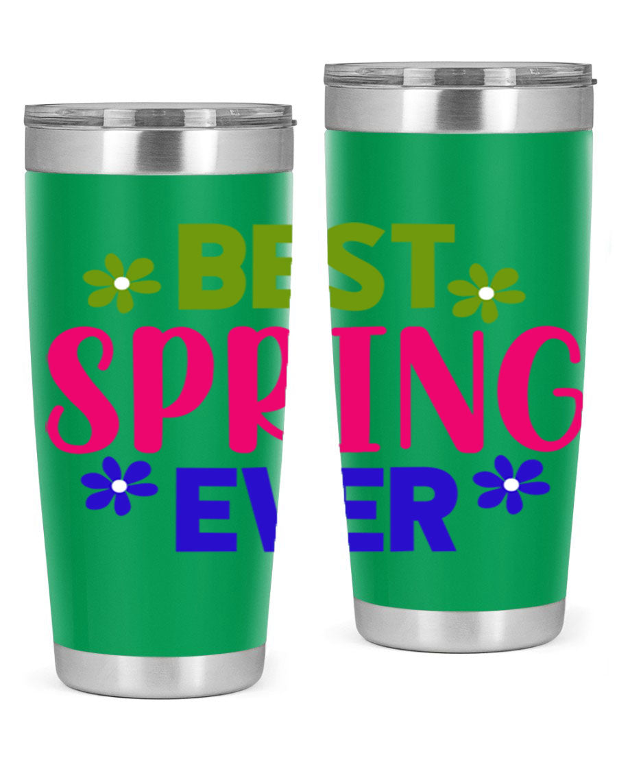 Best Spring Ever 34# Tumbler, a stylish 20oz double wall vacuum stainless steel tumbler with a drink-thru lid, perfect for hot and cold beverages.