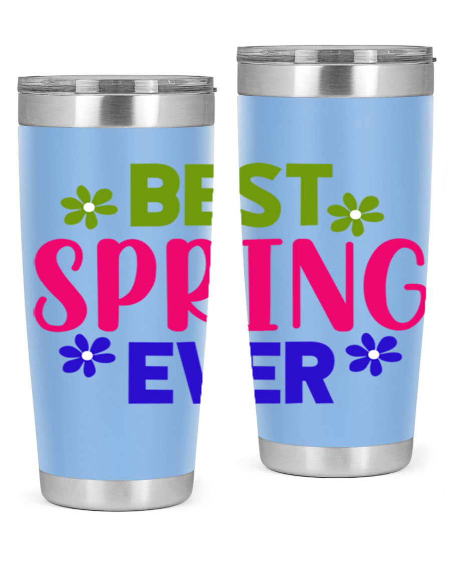 Best Spring Ever 34# Tumbler, a stylish 20oz double wall vacuum stainless steel tumbler with a drink-thru lid, perfect for hot and cold beverages.