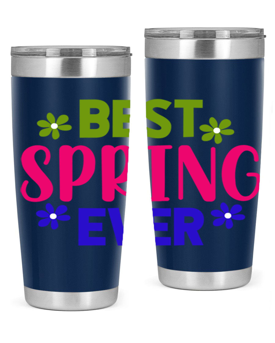 Best Spring Ever 34# Tumbler, a stylish 20oz double wall vacuum stainless steel tumbler with a drink-thru lid, perfect for hot and cold beverages.