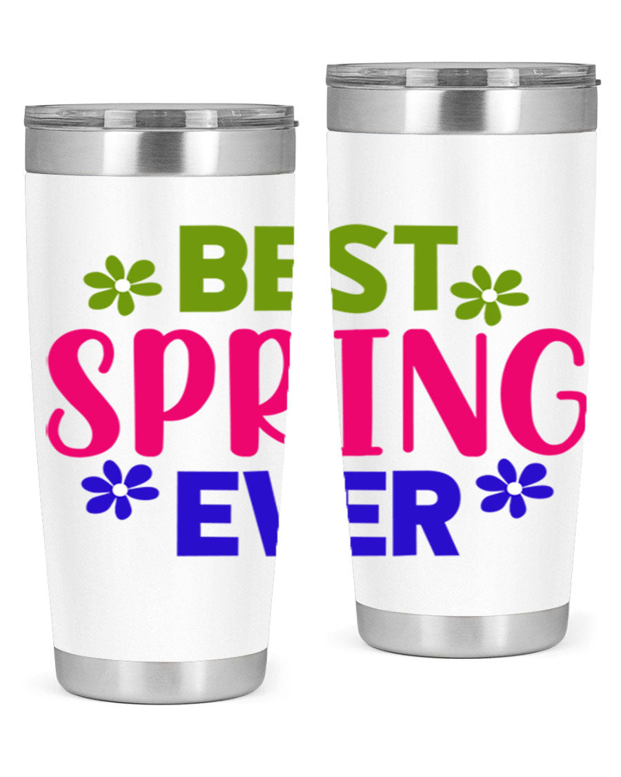 Best Spring Ever 34# Tumbler, a stylish 20oz double wall vacuum stainless steel tumbler with a drink-thru lid, perfect for hot and cold beverages.