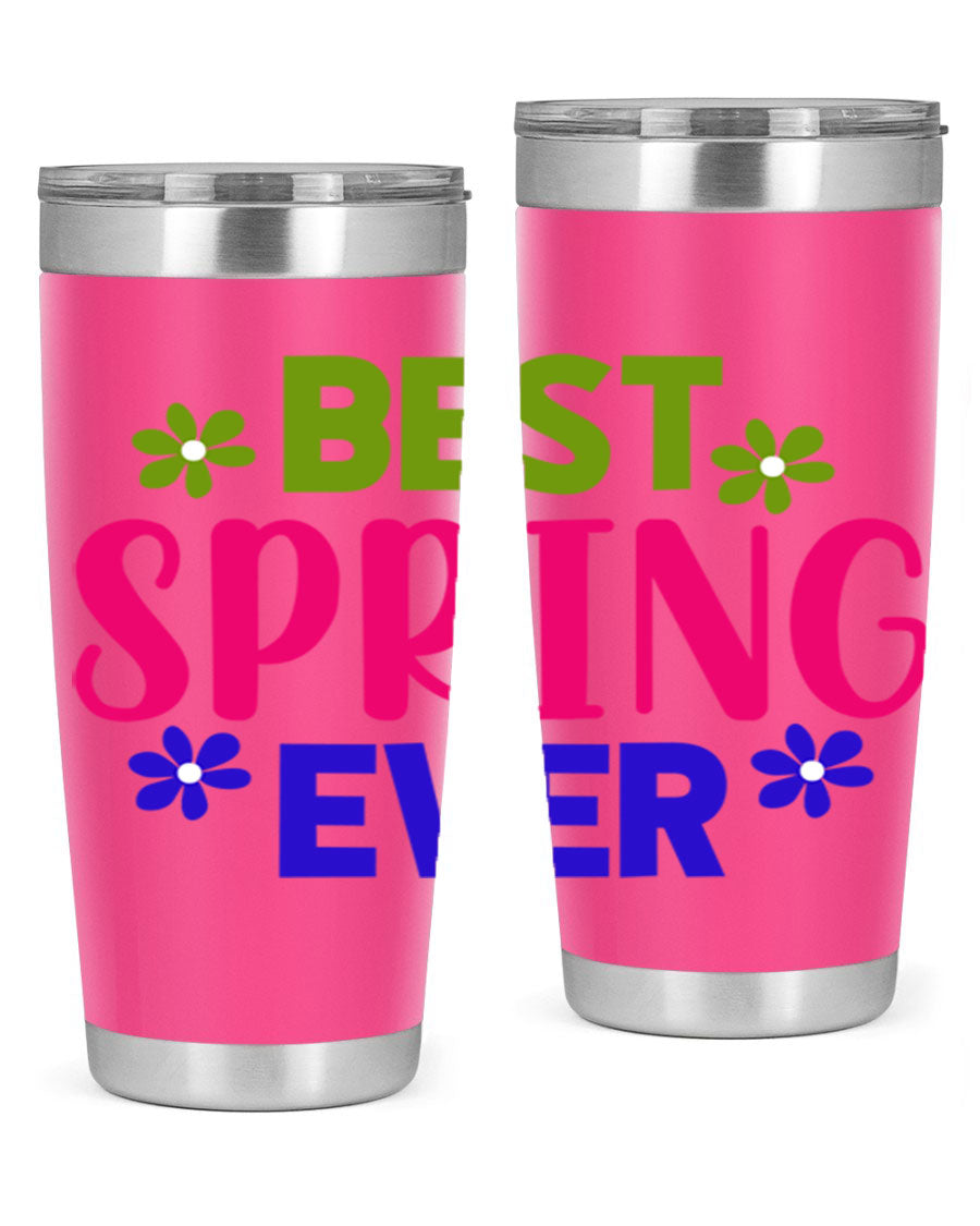 Best Spring Ever 34# Tumbler, a stylish 20oz double wall vacuum stainless steel tumbler with a drink-thru lid, perfect for hot and cold beverages.