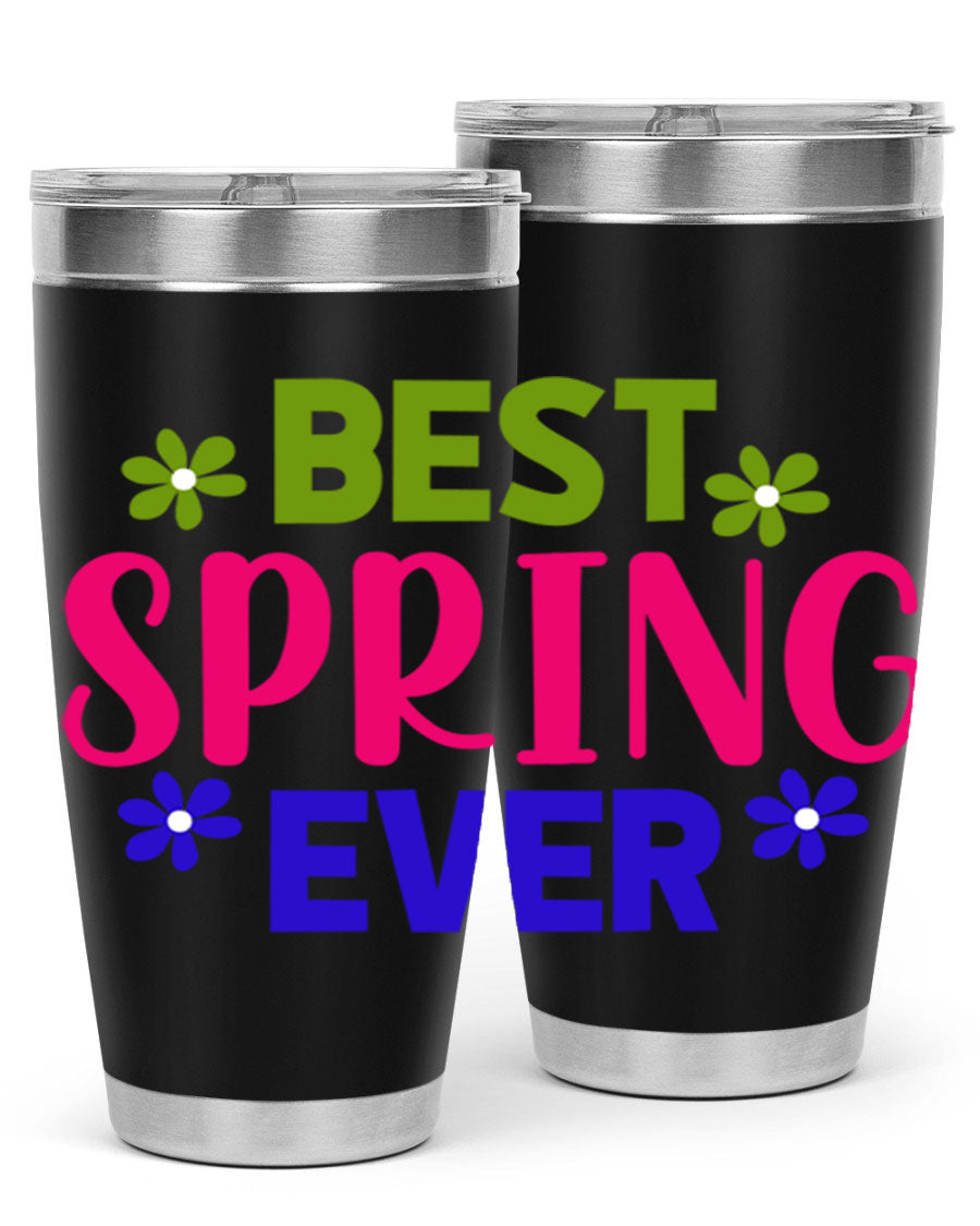 Best Spring Ever 34# Tumbler, a stylish 20oz double wall vacuum stainless steel tumbler with a drink-thru lid, perfect for hot and cold beverages.