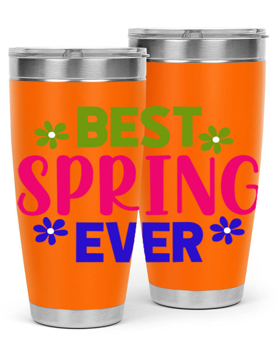 Best Spring Ever 34# Tumbler, a stylish 20oz double wall vacuum stainless steel tumbler with a drink-thru lid, perfect for hot and cold beverages.