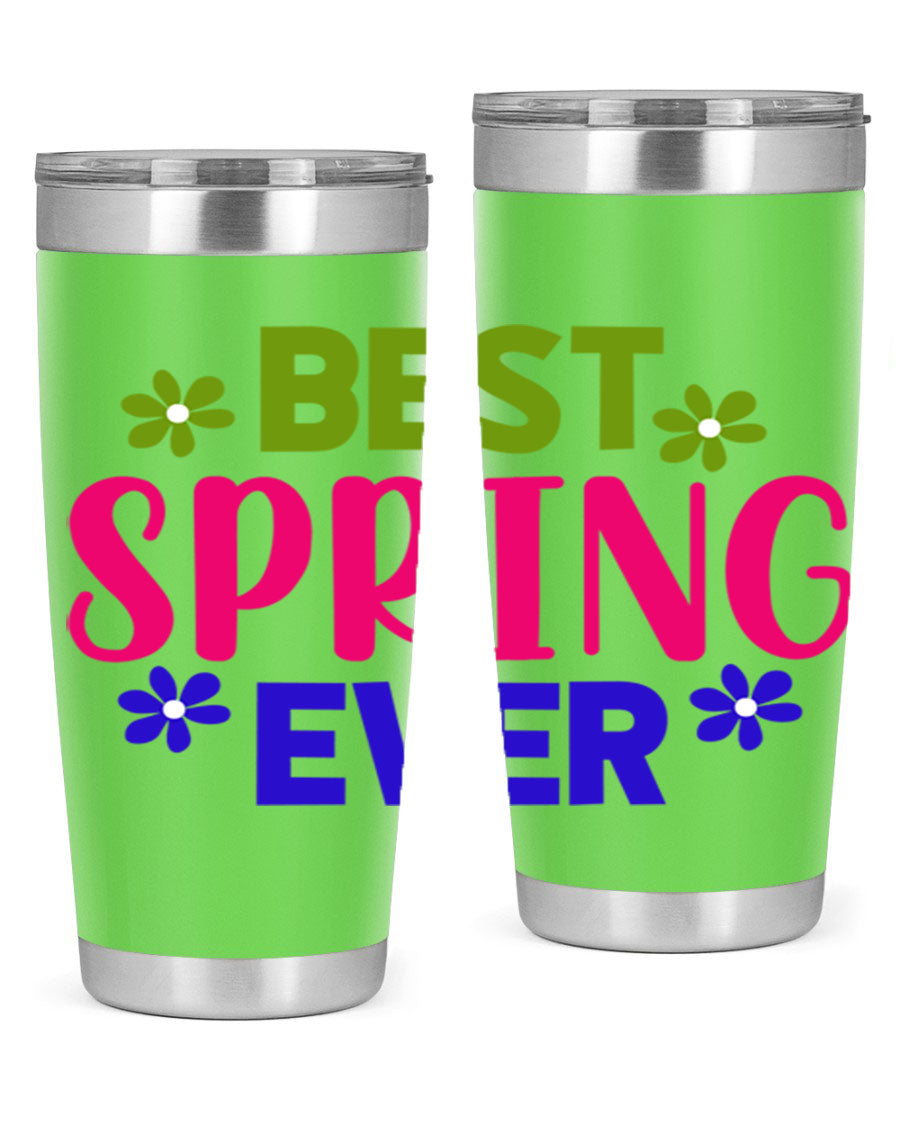 Best Spring Ever 34# Tumbler, a stylish 20oz double wall vacuum stainless steel tumbler with a drink-thru lid, perfect for hot and cold beverages.