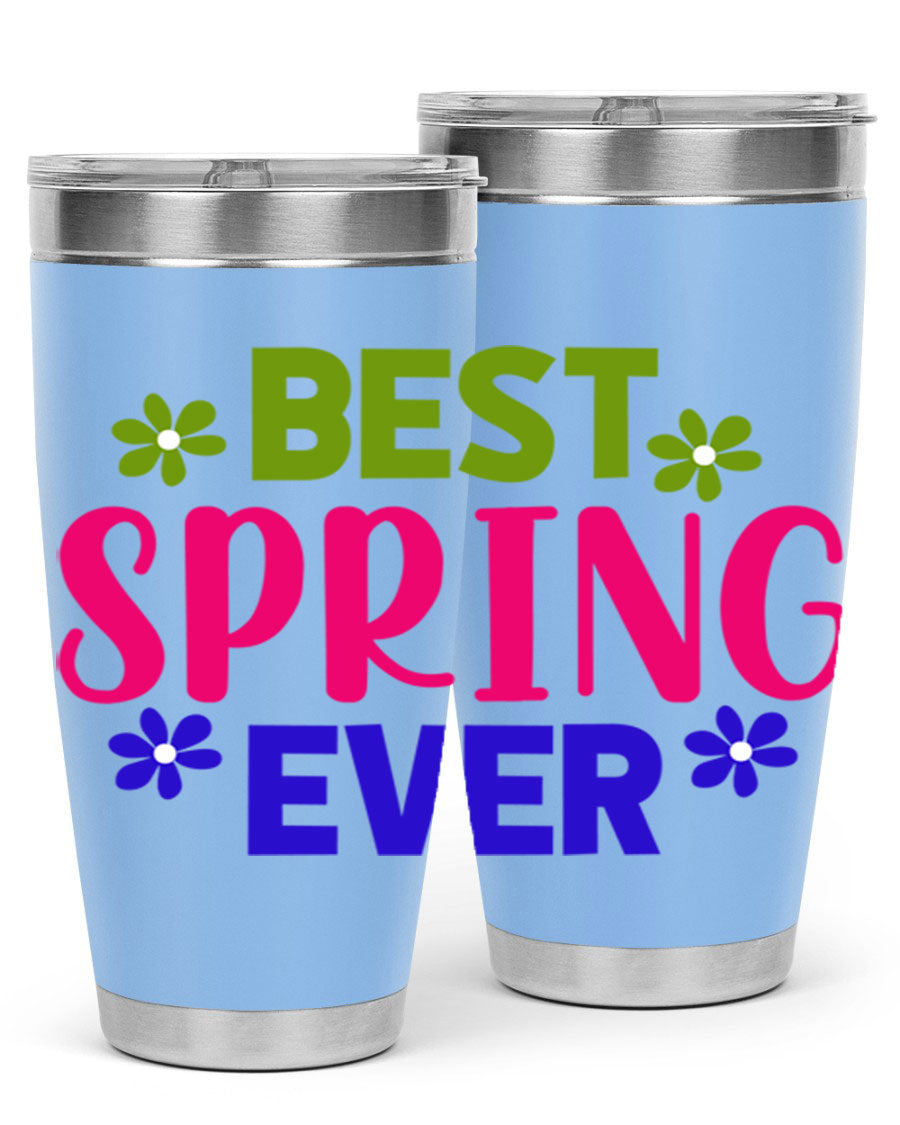 Best Spring Ever 34# Tumbler, a stylish 20oz double wall vacuum stainless steel tumbler with a drink-thru lid, perfect for hot and cold beverages.