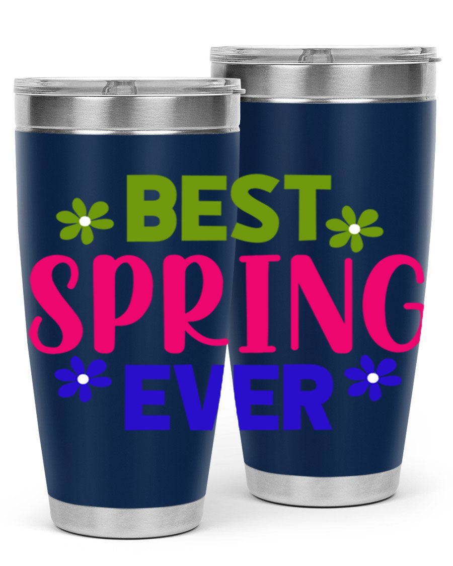 Best Spring Ever 34# Tumbler, a stylish 20oz double wall vacuum stainless steel tumbler with a drink-thru lid, perfect for hot and cold beverages.