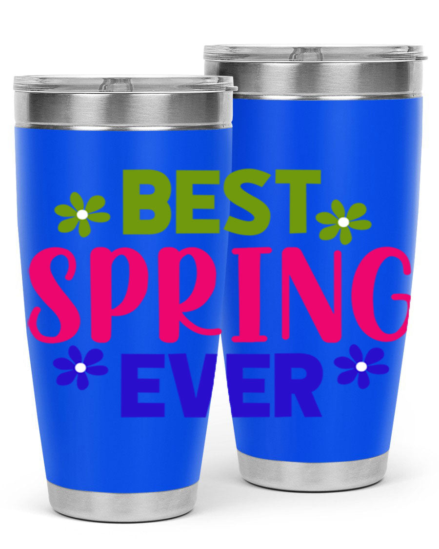 Best Spring Ever 34# Tumbler, a stylish 20oz double wall vacuum stainless steel tumbler with a drink-thru lid, perfect for hot and cold beverages.