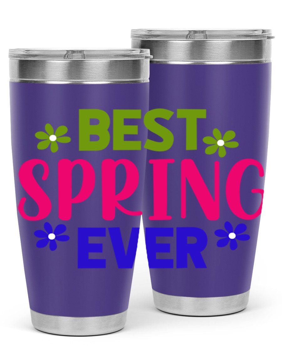 Best Spring Ever 34# Tumbler, a stylish 20oz double wall vacuum stainless steel tumbler with a drink-thru lid, perfect for hot and cold beverages.