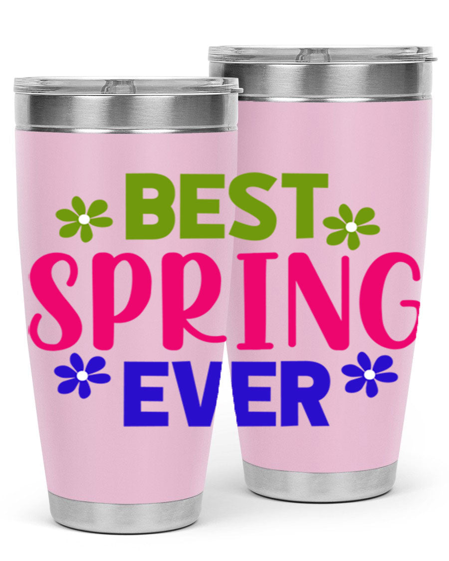 Best Spring Ever 34# Tumbler, a stylish 20oz double wall vacuum stainless steel tumbler with a drink-thru lid, perfect for hot and cold beverages.