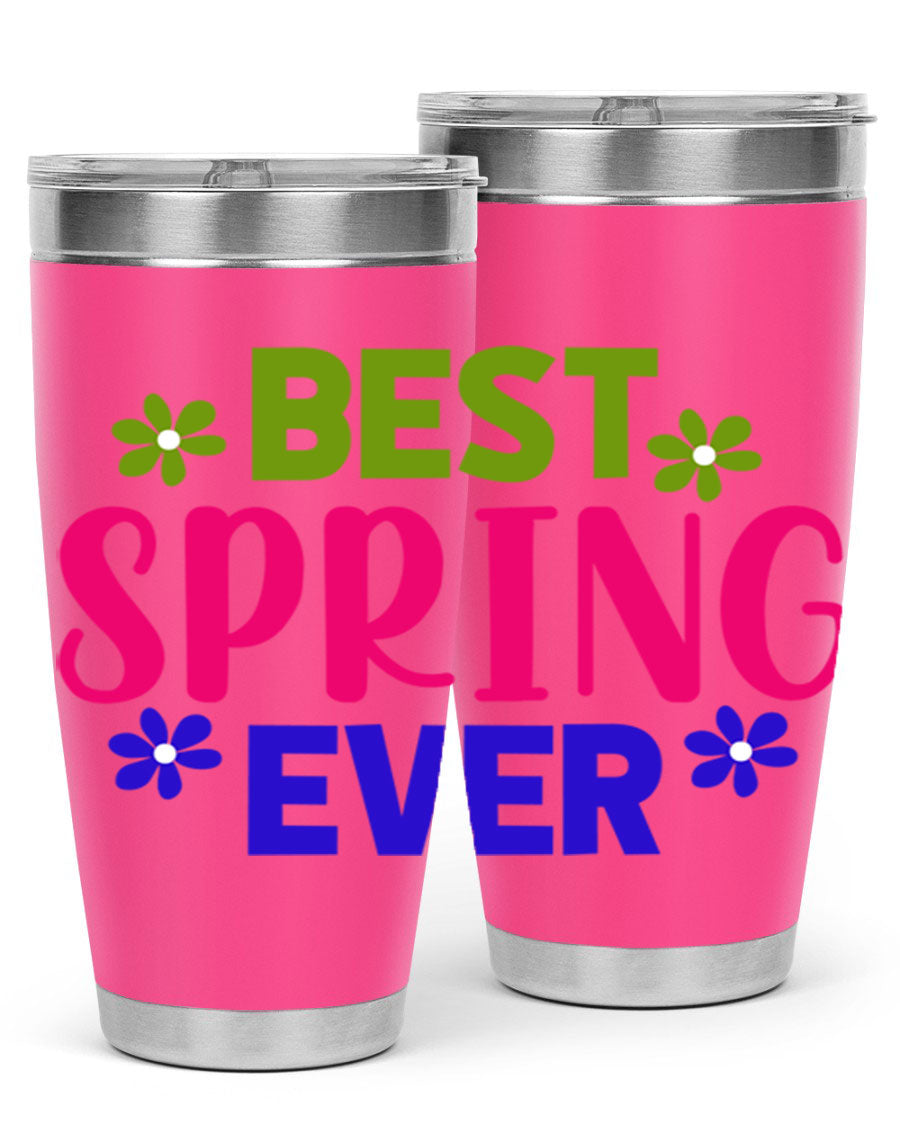 Best Spring Ever 34# Tumbler, a stylish 20oz double wall vacuum stainless steel tumbler with a drink-thru lid, perfect for hot and cold beverages.