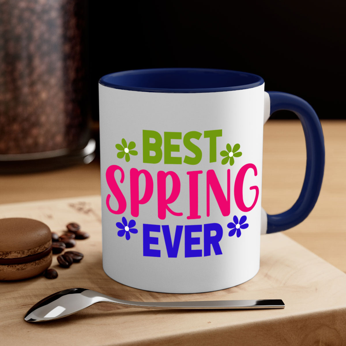 Best Spring Ever 34# Mug with colorful handle and glossy finish, available in multiple colors and sizes.